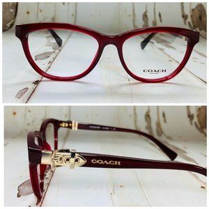 Coach Cat Eye Red Burgundy Gold Eyeglasses Glasses Frames NWOT